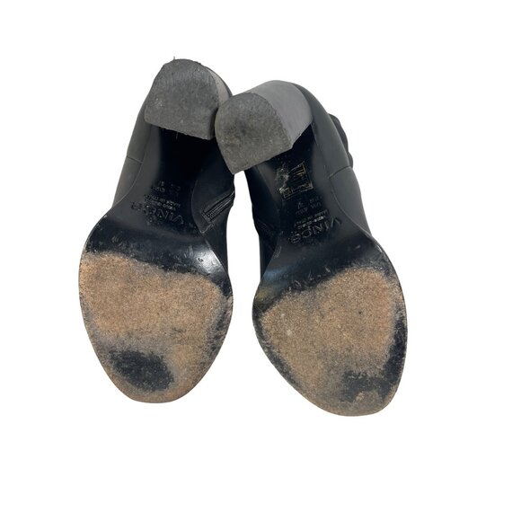 Vince Odelia Booties Heels Ankle Boots Black Leather Made in Italy Women's 6.5 - Picture 6 of 8